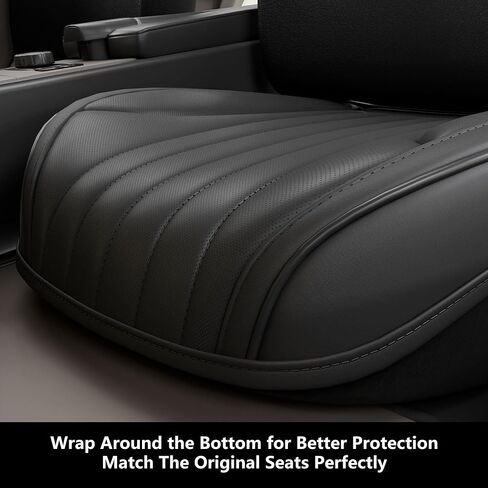 قطعتان من أغطية مقاعد السيارة LB، أغطية وسائد المقعد الأمامي السفلي، جلد نابا مقاوم للماء، مضاد للانزلاق والتفاف حول الجزء السفلي، ملاءمة داخلية عالمية للسيارات لشاحنات البيك أب السيدان، أسود in Kuwait