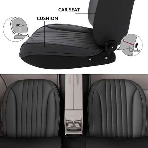 قطعتان من أغطية مقاعد السيارة LB، أغطية وسائد المقعد الأمامي السفلي، جلد نابا مقاوم للماء، مضاد للانزلاق والتفاف حول الجزء السفلي، ملاءمة داخلية عالمية للسيارات لشاحنات البيك أب السيدان، أسود in Kuwait