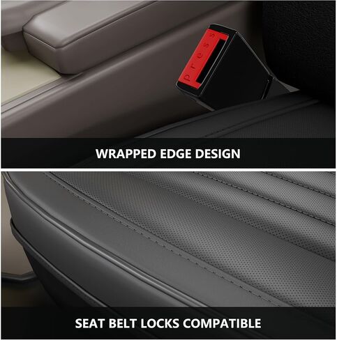 قطعتان من أغطية مقاعد السيارة LB، أغطية وسائد المقعد الأمامي السفلي، جلد نابا مقاوم للماء، مضاد للانزلاق والتفاف حول الجزء السفلي، ملاءمة داخلية عالمية للسيارات لشاحنات البيك أب السيدان، أسود in Kuwait