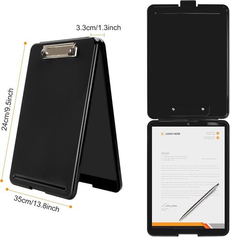 10 Pack Black Plastic Clipboard with Storage, IKAYAS Heavy Duty 9.5 x 13.8 Inch Translucent Metal Storage Clipboard Paperboard Nursing Clipboard for Classroom, Office, School, Hospital in Saudi Arabia
