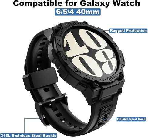 GELISHI متوافق مع Galaxy Watch 6 Band 44mm 40mm حافظة متينة للرجال رياضية حافظة واقية من الصدمات لساعة Galaxy Watch 6/5/4 40mm 44mm in Kuwait