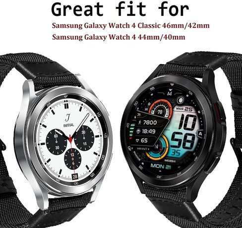 Olytop Galaxy Watch 4/6 العصابات الكلاسيكية 47 مم 46 مم 43 مم 42 مم، ساعة 4/5/6 حزام 44 مم 40 مم، ساعة 5 برو باند 20 مم حزام بديل رياضي من النايلون للرجال والنساء لساعة سامسونج Active 2/3 41 مم أسود أخضر in Kuwait