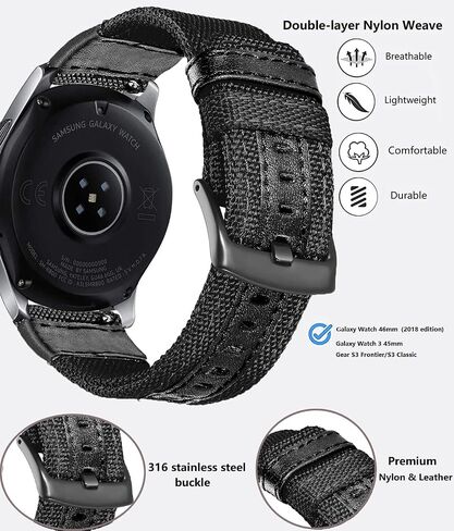 Olytop Galaxy Watch 4/6 العصابات الكلاسيكية 47 مم 46 مم 43 مم 42 مم، ساعة 4/5/6 حزام 44 مم 40 مم، ساعة 5 برو باند 20 مم حزام بديل رياضي من النايلون للرجال والنساء لساعة سامسونج Active 2/3 41 مم أسود أخضر in Kuwait