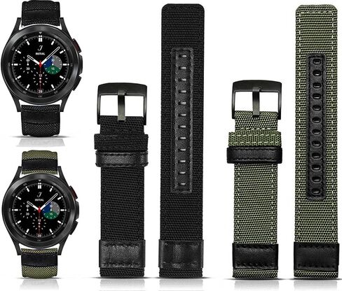 Olytop Galaxy Watch 4/6 العصابات الكلاسيكية 47 مم 46 مم 43 مم 42 مم، ساعة 4/5/6 حزام 44 مم 40 مم، ساعة 5 برو باند 20 مم حزام بديل رياضي من النايلون للرجال والنساء لساعة سامسونج Active 2/3 41 مم أسود أخضر in Kuwait