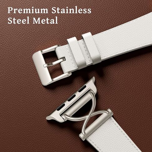 Band Compatible with Apple Watch Bands 41mm 40mm 38mm 44mm 45mm 42mm 49mm Women, Slim Thin Genuine Leather Classic Strap with X-Shape Metal for iWatch Bands Series 9 8 7 6 5 4 3 2 1 SE Ultra in Kuwait