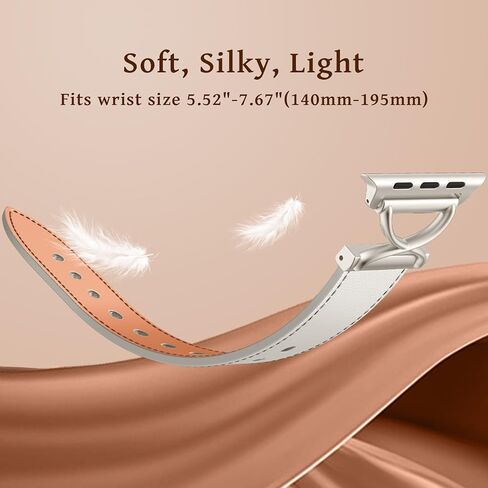 Band Compatible with Apple Watch Bands 41mm 40mm 38mm 44mm 45mm 42mm 49mm Women, Slim Thin Genuine Leather Classic Strap with X-Shape Metal for iWatch Bands Series 9 8 7 6 5 4 3 2 1 SE Ultra in Kuwait