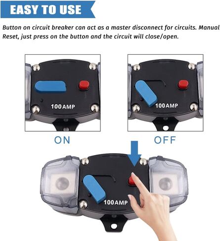 KEDAKEJI 12-48 فولت DC 300A إعادة تعيين يدوي لقاطع الدائرة، 0-8 مقياس التصيد محرك السيارات ستيريو الصوت مضمنة الصمامات كتلة حاملي العاكس للسيارات RV البحرية قارب (300Amp) in Kuwait