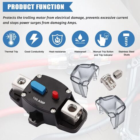 KEDAKEJI 12-48 فولت DC 300A إعادة تعيين يدوي لقاطع الدائرة، 0-8 مقياس التصيد محرك السيارات ستيريو الصوت مضمنة الصمامات كتلة حاملي العاكس للسيارات RV البحرية قارب (300Amp) in Kuwait