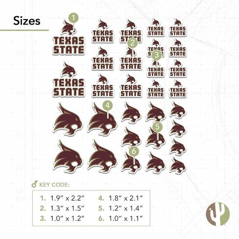 Desert Cactus Texas State University TxSt Bobcats Stickers Vinyl Decals Laptop Water Bottle Car Scrapbook T1 (Type 1-1) in Saudi Arabia