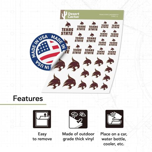 Desert Cactus Texas State University TxSt Bobcats Stickers Vinyl Decals Laptop Water Bottle Car Scrapbook T1 (Type 1-1) in Saudi Arabia