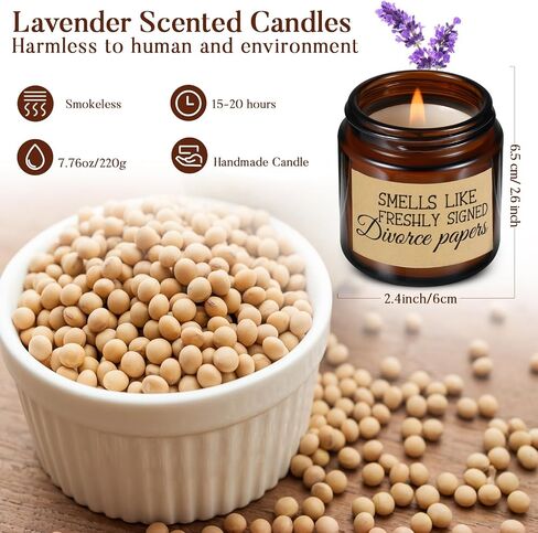 Coume 3 Pcs Divorce Lavender Scented Candle Gifts for Women Funny Candles Pocket Hug Token and PU Leather Keychain Breaking up Friends Sister Coworker Men Female in Saudi Arabia
