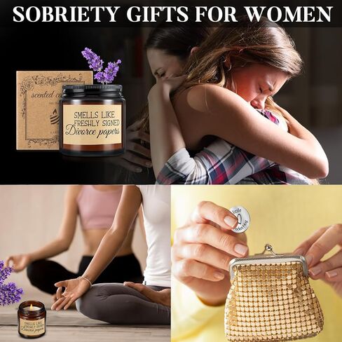 Coume 3 Pcs Divorce Lavender Scented Candle Gifts for Women Funny Candles Pocket Hug Token and PU Leather Keychain Breaking up Friends Sister Coworker Men Female in Saudi Arabia
