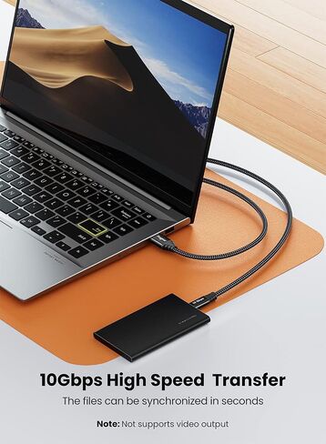 Fasgear USB C Cable 4.9ft - USB A to Type C 3.2 Gen 2 Cord Braided 10Gbps Android Auto Type C Data Cable 3A Fast Charge Compatible for USB-C Portable SSD Galaxy S23 PS5 Controller Switch (1.5m, Grey) in Saudi Arabia