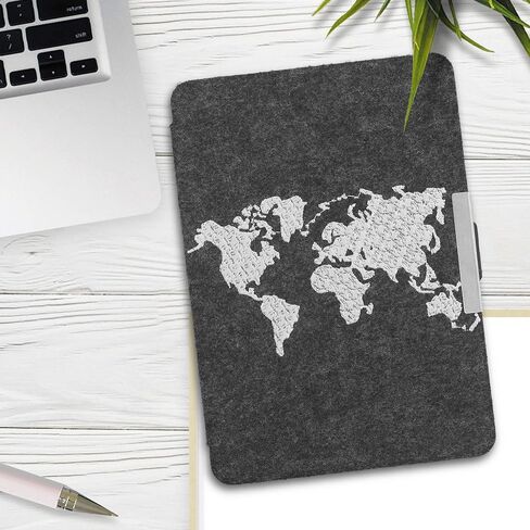 حافظة kwmobile متوافقة مع Amazon Kindle Paperwhite (10. Gen - 2018) - حافظة قابلة للطي لحماية القارئ الإلكتروني من نسيج اللباد على شكل كتاب - لا تلمس قارئي الإلكتروني أبيض/رمادي داكن in Saudi Arabia