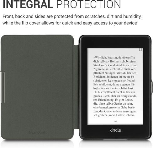 حافظة kwmobile متوافقة مع Amazon Kindle Paperwhite (10. Gen - 2018) - حافظة قابلة للطي لحماية القارئ الإلكتروني من نسيج اللباد على شكل كتاب - لا تلمس قارئي الإلكتروني أبيض/رمادي داكن in Saudi Arabia