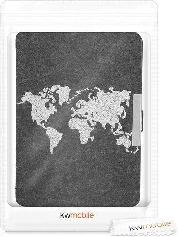 حافظة kwmobile متوافقة مع Amazon Kindle Paperwhite (10. Gen - 2018) - حافظة قابلة للطي لحماية القارئ الإلكتروني من نسيج اللباد على شكل كتاب - لا تلمس قارئي الإلكتروني أبيض/رمادي داكن in Saudi Arabia