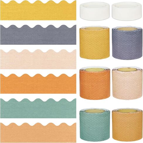 196.8 Ft Colorful Classroom Borders Boho Bulletin Board Trims Scalloped Bulletin Board Stickers Bulletin Board Decorations for Classroom Office Wall Chalkboard Decor (Vintage) in Saudi Arabia