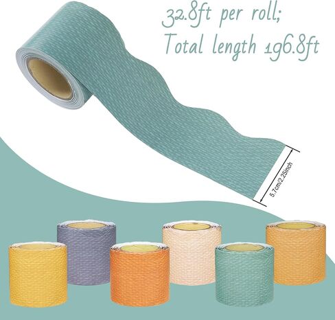 196.8 Ft Colorful Classroom Borders Boho Bulletin Board Trims Scalloped Bulletin Board Stickers Bulletin Board Decorations for Classroom Office Wall Chalkboard Decor (Vintage) in Saudi Arabia