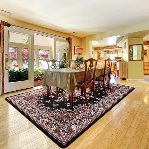 سجاد منطقة HOMORE مقاس 5 × 7، سجاد أزرق قابل للغسل لغرفة المعيشة، سجادة عتيقة غير قابلة للانزلاق من الصوف الصناعي سجادة زهرية لغرفة النوم وغرفة الطعام، سجادة سجاد رقيقة ناعمة لديكور غرفة الأطفال في المزرعة in Kuwait