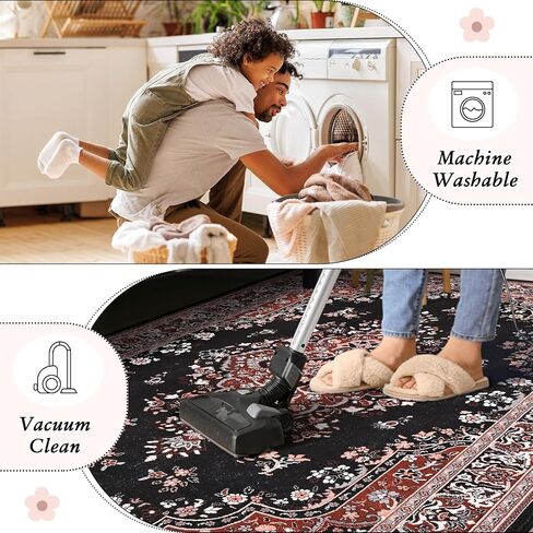 سجاد منطقة HOMORE مقاس 5 × 7، سجاد أزرق قابل للغسل لغرفة المعيشة، سجادة عتيقة غير قابلة للانزلاق من الصوف الصناعي سجادة زهرية لغرفة النوم وغرفة الطعام، سجادة سجاد رقيقة ناعمة لديكور غرفة الأطفال في المزرعة in Kuwait