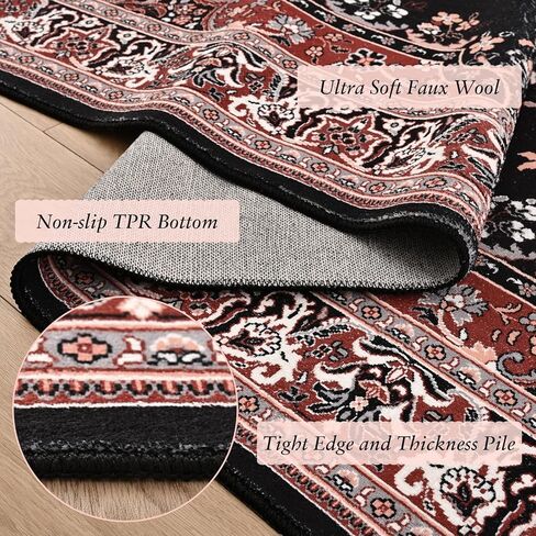 سجاد منطقة HOMORE مقاس 5 × 7، سجاد أزرق قابل للغسل لغرفة المعيشة، سجادة عتيقة غير قابلة للانزلاق من الصوف الصناعي سجادة زهرية لغرفة النوم وغرفة الطعام، سجادة سجاد رقيقة ناعمة لديكور غرفة الأطفال في المزرعة in Kuwait