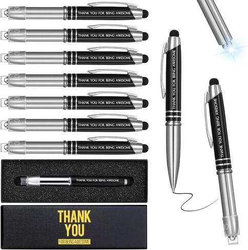 Kosiz 10 Pcs Employee Appreciation Gift Thank You Ballpoint Pen Bulk Thank You Pen with LED Light with 10 Boxes First Day of School Gift for Teacher Student Coworker Team Office Supplies(Awesome) in Kuwait