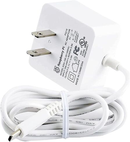 مزود طاقة Raspberry Pi بقدرة 15 وات USB-C في الولايات المتحدة - أبيض in Saudi Arabia