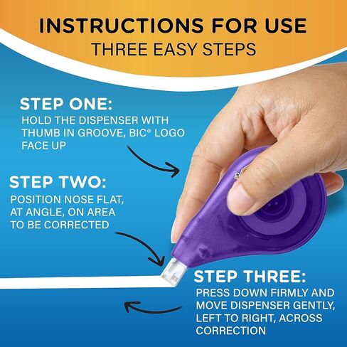 BIC WOTAP10 Correction Tape, 1/5-Inch x39.4-Ft , Single Line, 10/BX, White in Saudi Arabia