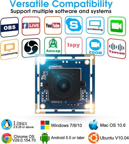 كاميرا USB بعدسة متغيرة البعد البؤري 2.8-12 مم كاميرا ويب 8 ميجابكسل مع (1/3.2 بوصة) IMX179 مستشعر صورة كاميرا ويب فائقة الدقة 3264X2448 كاميرا USB كاميرا ويب داخلية خارجية لأنظمة الفيديو in Kuwait