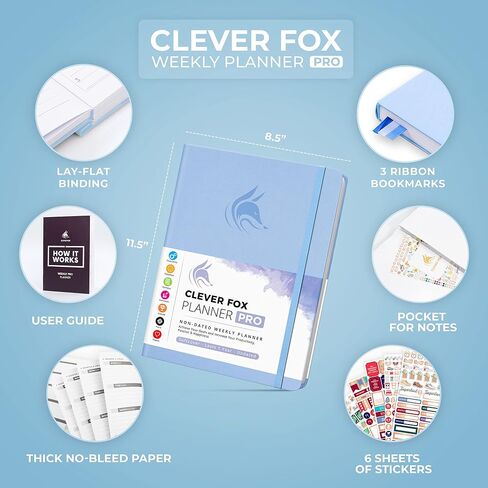 Clever Fox Planner PRO – Weekly & Monthly Life Planner to Increase Productivity, Time Management and Hit Your Goals, 8.5x11″ (Purple) in Kuwait