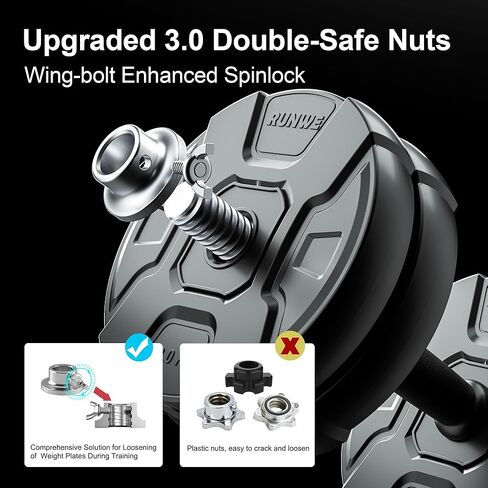 RUNWE Adjustable Dumbbells Barbell Set 40 50 70 90 100 lb, 1" Center Hole Weight Set in Saudi Arabia