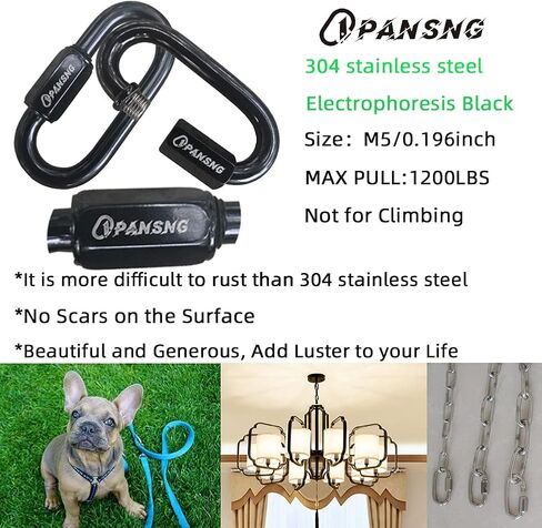8Pack 3/16 in Black Threaded Quick Links 304 Stainless Steel Black Screw Chain Links Connectors (M5/5mm) 1200 pounds for Camping/Pet/Chandeliers… in Saudi Arabia