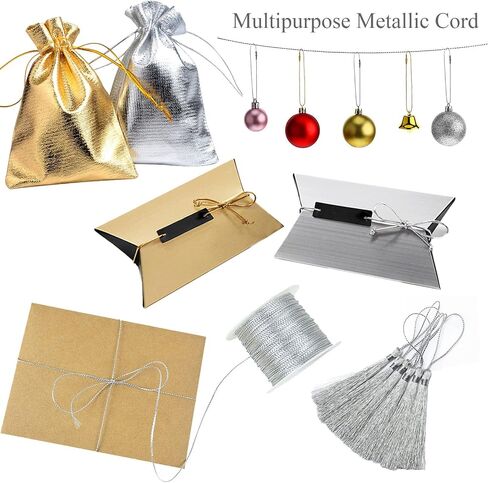 Qeuly 109 Yards Metallic Bakers Twine Christmas Decorative Wrapping Twine String, 12-Ply Glitter Gold String Cord for Crafts & Gift Wrapping (Gold) in Saudi Arabia