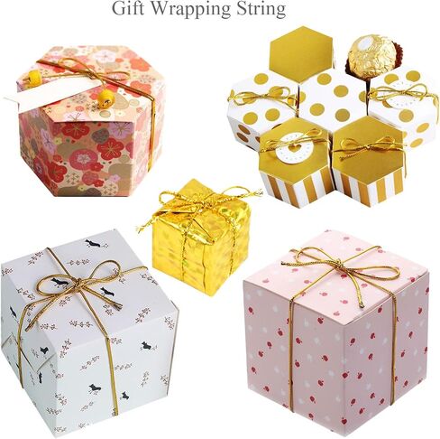 Qeuly 109 Yards Metallic Bakers Twine Christmas Decorative Wrapping Twine String, 12-Ply Glitter Gold String Cord for Crafts & Gift Wrapping (Gold) in Saudi Arabia
