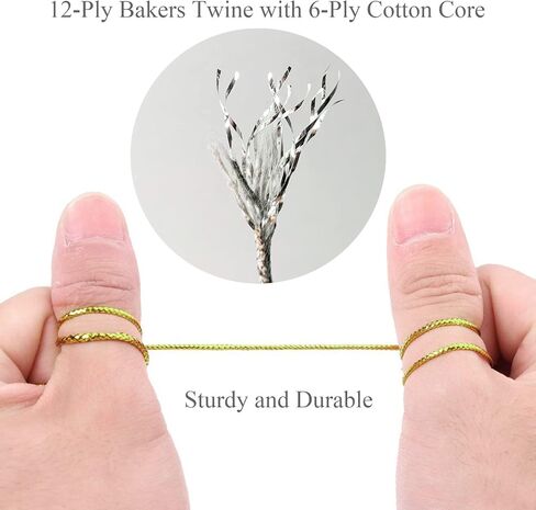 Qeuly 109 Yards Metallic Bakers Twine Christmas Decorative Wrapping Twine String, 12-Ply Glitter Gold String Cord for Crafts & Gift Wrapping (Gold) in Saudi Arabia