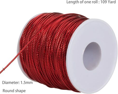 Qeuly 109 Yards Metallic Bakers Twine Christmas Decorative Wrapping Twine String, 12-Ply Glitter Gold String Cord for Crafts & Gift Wrapping (Gold) in Saudi Arabia