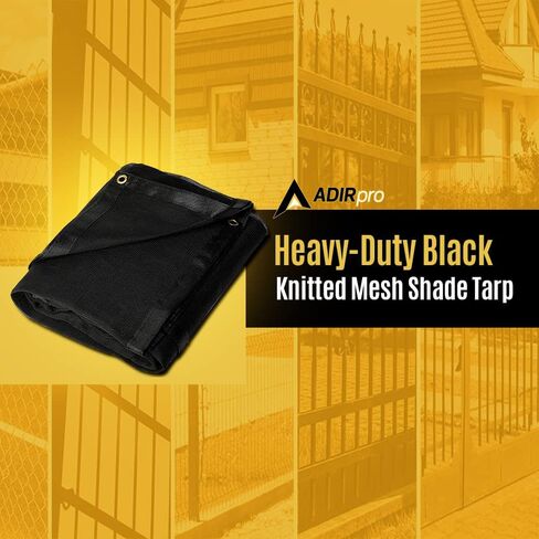 قماش شبكي محبوك عالي التحمل من AdirPro - قماش أسود اللون مقاس 10 × 14 قدم مع حلقات للملاعب والشرفة والفناء والساحات الخلفية وحمامات السباحة والدفيئة والشاحنات القلابة والمزيد - ظل بنسبة 60%، مقاوم للماء in Saudi Arabia