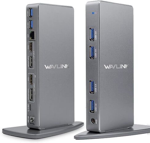 WAVLINK USB 3.0 and USB-C Dual 4K Display Laptop Docking Station,5K/Dual 4K @60Hz Docking Staion Dual Monitor for Windows, Mac(2 HDMI, 2 DP, Gigabit Ethernet, 6 USB 3.0,Audio) in Saudi Arabia
