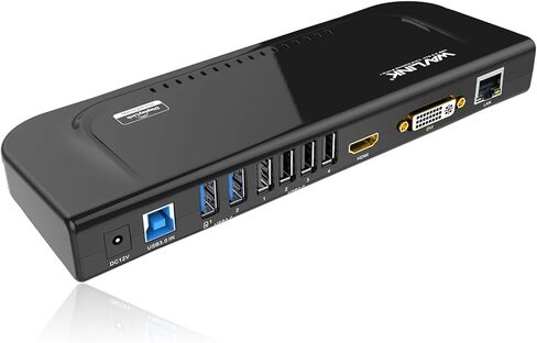 محطة إرساء الكمبيوتر المحمول WAVLINK USB 3.0 وUSB-C مزدوجة 4K، شاشة مزدوجة 5K/Dual 4K @60 هرتز لأجهزة Windows وMac، (2 HDMI و2 DP، جيجابت إيثرنت، 6 USB 3.0، صوت) in Saudi Arabia