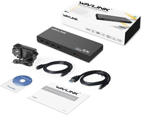 WAVLINK USB 3.0 and USB-C Dual 4K Display Laptop Docking Station,5K/Dual 4K @60Hz Docking Staion Dual Monitor for Windows, Mac(2 HDMI, 2 DP, Gigabit Ethernet, 6 USB 3.0,Audio) in Saudi Arabia