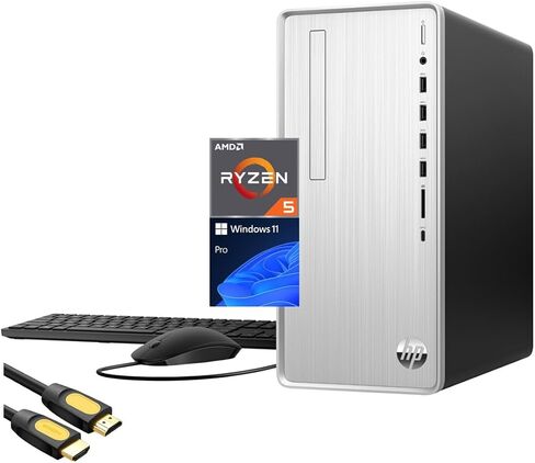 كمبيوتر مكتبي Pavilion، AMD 6-Cores Ryzen 5 5600G (حتى 4.4 جيجا هرتز)، ذاكرة الوصول العشوائي 64 جيجا بايت، 2 تيرابايت NVMe SSD + 2 تيرابايت HDD، WiFi 6، قارئ بطاقات الوسائط 3 في 1، RJ45، USB-C، بلوتوث، لوحة مفاتيح وماوس ‎SPS HDMI، ويندوز 11 برو in Saudi Arabia