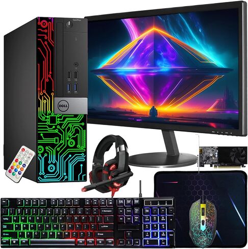 Dell OptiPlex 5060 SFF RGB Computer PC, Intel Core i5-8500, RX 550 4GB GDDR5, 32GB RAM, 512GB NVMe, 1TB HDD, 22 Inch HDMI Monitor, Gaming Speakers, WiFi, Bluetooth, Windows 11 Pro (Renewed) in Saudi Arabia