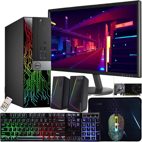 Dell OptiPlex 5060 SFF RGB Computer PC, Intel Core i5-8500, RX 550 4GB GDDR5, 32GB RAM, 512GB NVMe, 1TB HDD, 22 Inch HDMI Monitor, Gaming Speakers, WiFi, Bluetooth, Windows 11 Pro (Renewed) in Saudi Arabia
