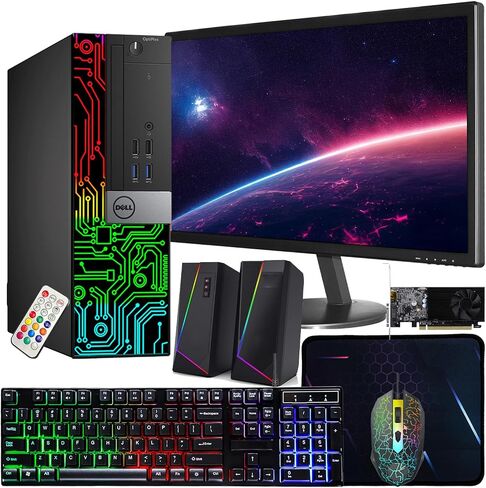 Dell OptiPlex 5060 SFF RGB Computer PC, Intel Core i5-8500, RX 550 4GB GDDR5, 32GB RAM, 512GB NVMe, 1TB HDD, 22 Inch HDMI Monitor, Gaming Speakers, WiFi, Bluetooth, Windows 11 Pro (Renewed) in Saudi Arabia