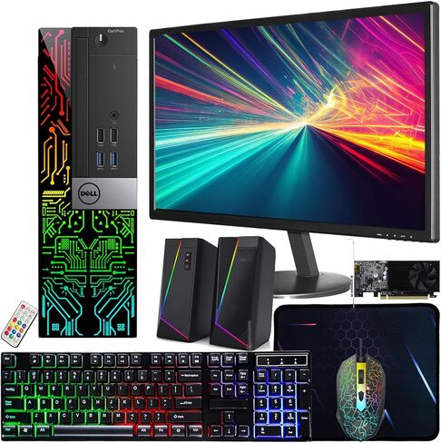 Dell OptiPlex 5060 SFF RGB Computer PC, Intel Core i5-8500, RX 550 4GB GDDR5, 32GB RAM, 512GB NVMe, 1TB HDD, 22 Inch HDMI Monitor, Gaming Speakers, WiFi, Bluetooth, Windows 11 Pro (Renewed) in Saudi Arabia