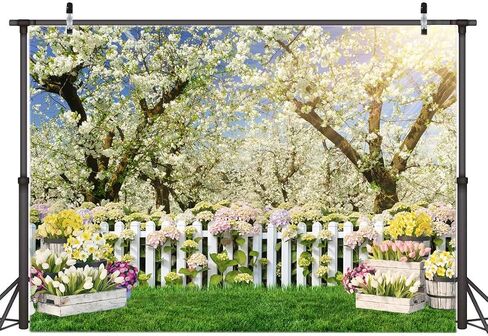 AIIKES 7X5FT Spring Backdrop White Flowers Forest Tree Photography Backdrop Birthday Party Wedding Baby Shower Decor Photo Studio Prop 12-665 in Saudi Arabia