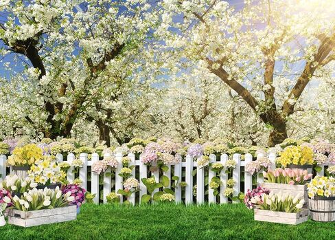 AIIKES 7X5FT Spring Backdrop White Flowers Forest Tree Photography Backdrop Birthday Party Wedding Baby Shower Decor Photo Studio Prop 12-665 in Saudi Arabia