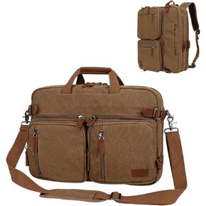Koolehaoda 3 in 1 Convertible Briefcase Backpack 17.3 inch Laptop Backpack Case Messenger Bag for Men, Multi-Functional Computer Bag for Travel Bussiness Men Women (Coffee)