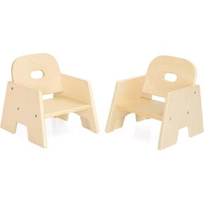 Guidecraft Toddler Wooden Stacking Chairs (Set of 2): 5" Seat Height | Preschool Easy-Stack Chair | Durable Birch Plywood | Classroom Furniture