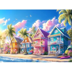 300 Pieces Jigsaw Puzzles for Adults, Color House Puzzle for Adults Children Seniors, Oil Painting Style Puzzle 300 Pieces, Gift for Birthday, Home Decor, Fun for Family Entertainment(20.5 * 15 in)